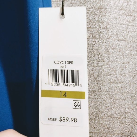 NWT Calvin Klein Royal Blue Flutter Sleeves Dress - Picture 4 of 8